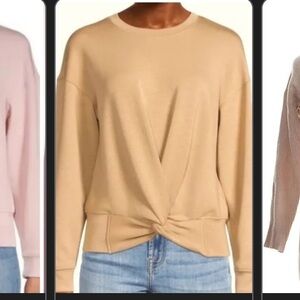 Magaschoni Twist Front Peach Crewneck Sweatshirt